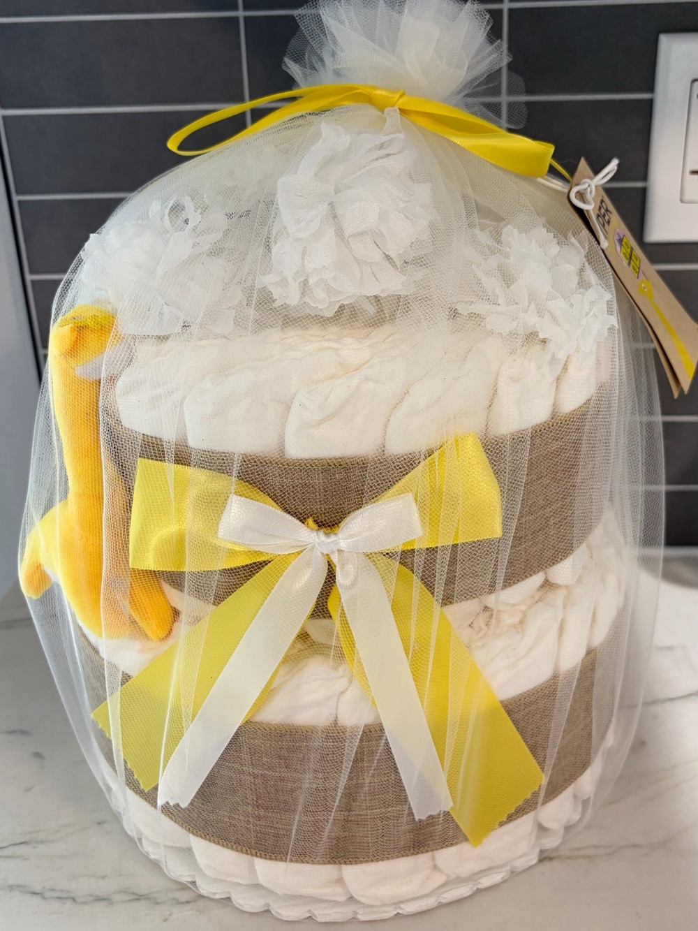 Dyper diaper cake for baby shower decoration